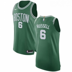 Womens Nike Boston Celtics 6 Bill Russell Authentic GreenWhite No Road NBA Jersey Icon Edition