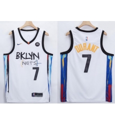 Men Brooklyn Nets Kevin Durant 7 White 2021 Nike NBA Swingman Jersey