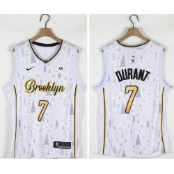 Men Nets 7 Kevin Durant White Nike Christmas Edition Swingman Jersey