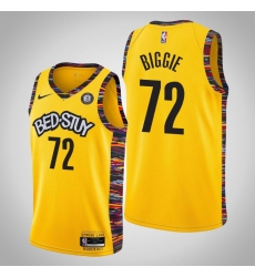 Men Nike 2019-20 Nets Biggie #72 City Jersey Yellow