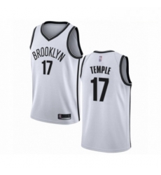 Mens Brooklyn Nets 17 Garrett Temple Authentic White Basketball Jersey Association Edition 