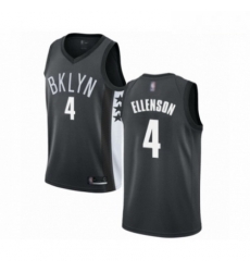 Mens Brooklyn Nets 4 Henry Ellenson Authentic Gray Basketball Jersey Statement Edition 