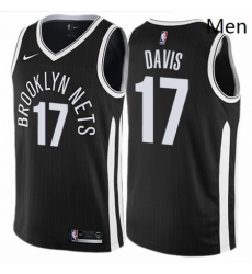 Mens Nike Brooklyn Nets 17 Ed Davis Swingman Black NBA Jersey City Edition 