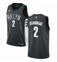 Mens Nike Brooklyn Nets 2 Nik Stauskas Swingman Gray NBA Jersey Statement Edition 