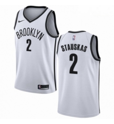 Mens Nike Brooklyn Nets 2 Nik Stauskas Swingman White NBA Jersey Association Edition 