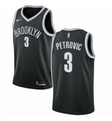 Mens Nike Brooklyn Nets 3 Drazen Petrovic Swingman Black Road NBA Jersey Icon Edition