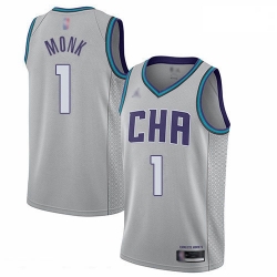 Hornets 1 Malik Monk Gray Basketball Jordan Swingman City Edition 2019 20 Jersey