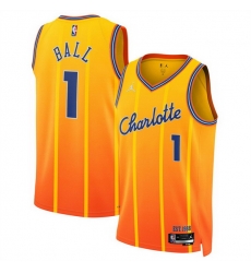 Men Charlotte Hornets 1 LaMelo Ball Orange 2025 26 City Edition Stitched Basketball Jersey Men Charlotte Hornets 1 LaMelo Ball Orange 2025 26 City Edition Stitched Basketball Jersey