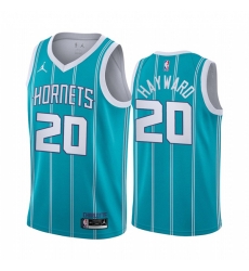 Men Charlotte Hornets 20 Gordan Hayward Aqua Stitched Basketball Jersey