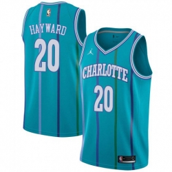 Men Nike Charlotte Hornets 20 Gordon Hayward Aqua NBA Jordan Swingman Hardwood Classics Jersey