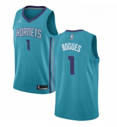 Womens Nike Jordan Charlotte Hornets 1 Muggsy Bogues Swingman Teal NBA Jersey Icon Edition 