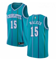 Womens Nike Jordan Charlotte Hornets 15 Kemba Walker Authentic Aqua Hardwood Classics NBA Jersey