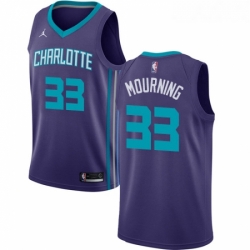 Womens Nike Jordan Charlotte Hornets 33 Alonzo Mourning Authentic Purple NBA Jersey Statement Edition