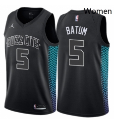 Womens Nike Jordan Charlotte Hornets 5 Nicolas Batum Swingman Black NBA Jersey City Edition