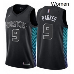 Womens Nike Jordan Charlotte Hornets 9 Tony Parker Swingman Black NBA Jersey City Edition 