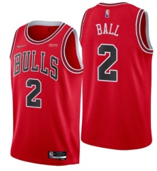 Men Chicago Bulls 2 Lonzo Ball 75th Anniversary Red Swingman Stitched Basketball Jersey