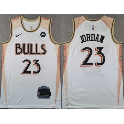 Men Chicago Bulls 23 Michael Jordan White 2024 City Edition Stitched Basketball Jersey