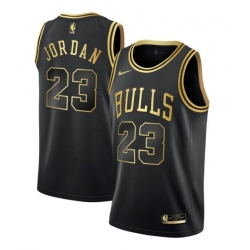 Men Chicago Bulls Michael Jordan Black Gold Stitched NBA Jersey