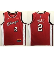 Men Nike Chicago Bulls 2 Lonzo Ball 75th Anniversary Red Edition Swingman Stitched Basketball Jersey