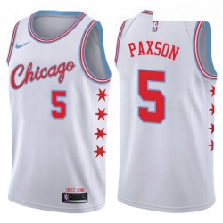 Womens Nike Chicago Bulls 5 John Paxson Swingman White NBA Jersey City Edition 