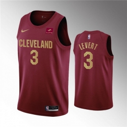 Men Cleveland Cavaliers 3 Caris LeVert Wine Icon Edition Stitched Basketball Jersey