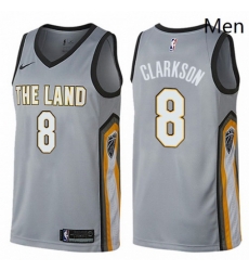 Mens Nike Cleveland Cavaliers 8 Jordan Clarkson Swingman Gray NBA Jersey City Edition 