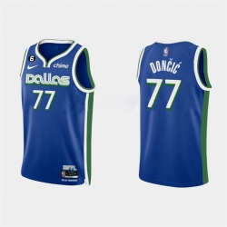 Men Dallas Mavericks 77 Luka Doncic Blue Stitched Basketball Jersey