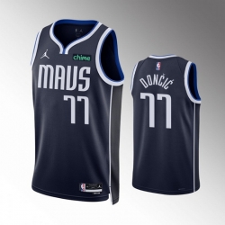 Men Dallas Mavericks 77 Luka Doncic Navy Statement Edition Stitched Basketball Jersey