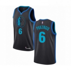 Mens Dallas Mavericks 6 Kristaps Porzingis Authentic Charcoal Basketball Jersey City Edition 