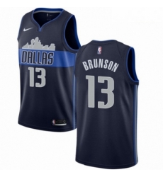 Mens Nike Dallas Mavericks 13 Jalen Brunson Authentic Navy Blue NBA Jersey Statement Edition 