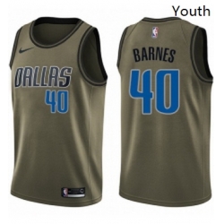 Youth Nike Dallas Mavericks 40 Harrison Barnes Swingman Green Salute to Service NBA Jersey