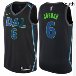 Youth Nike Dallas Mavericks 6 DeAndre Jordan Swingman Black NBA Jersey City Edition 