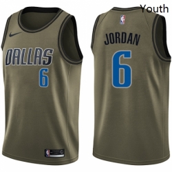 Youth Nike Dallas Mavericks 6 DeAndre Jordan Swingman Green Salute to Service NBA Jersey 