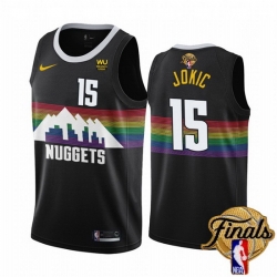 Men Denver Nuggets 15 Nikola Jokic Black 2023 Finals City Edition Stitched Basketball Jersey