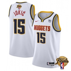 Men Denver Nuggets 15 Nikola Jokic White 2023 Finals Association Edition Stitched Basketball Jersey