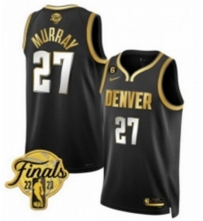 Men Denver Nuggets 27 Jamal Murray Black Gold Edition 2023 Finals Collection With NO 6 Patch Stitched Basketball Jersey