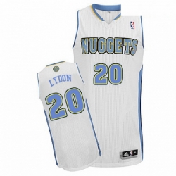 Mens Adidas Denver Nuggets 20 Tyler Lydon Authentic White Home NBA Jersey 