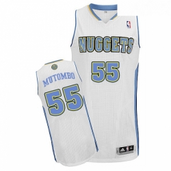 Womens Adidas Denver Nuggets 55 Dikembe Mutombo Authentic White Home NBA Jersey