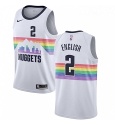 Womens Nike Denver Nuggets 2 Alex English Swingman White NBA Jersey City Edition