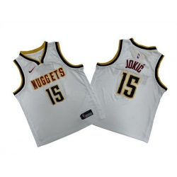 Youth Denver Nuggets 15 Nikola Jokic White Stitched Basketball Jersey