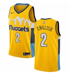 Youth Nike Denver Nuggets 2 Alex English Authentic Gold Alternate NBA Jersey Statement Edition