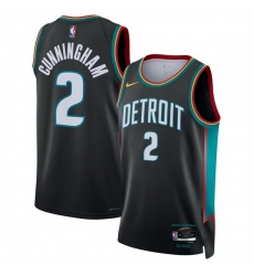 Men Detroit Pistons 2 Cade Cunningham Cade Cunningham Black 2025 26 City Edition Stitched Basketball Jersey