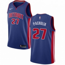 Mens Nike Detroit Pistons 27 Zaza Pachulia Swingman Royal Blue NBA Jersey Icon Edition 