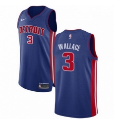 Mens Nike Detroit Pistons 3 Ben Wallace Authentic Royal Blue Road NBA Jersey Icon Edition