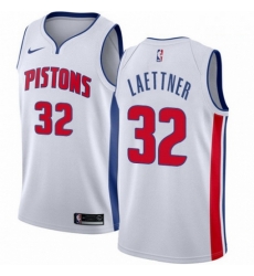 Mens Nike Detroit Pistons 32 Christian Laettner Authentic White Home NBA Jersey Association Edition