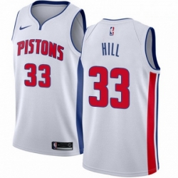 Mens Nike Detroit Pistons 33 Grant Hill Authentic White Home NBA Jersey Association Edition