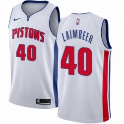 Mens Nike Detroit Pistons 40 Bill Laimbeer Swingman White Home NBA Jersey Association Edition