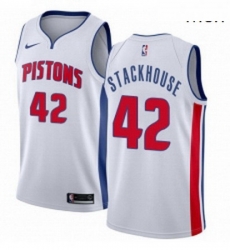 Mens Nike Detroit Pistons 42 Jerry Stackhouse Swingman White Home NBA Jersey Association Edition