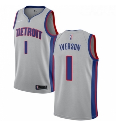 Womens Nike Detroit Pistons 1 Allen Iverson Authentic Silver NBA Jersey Statement Edition