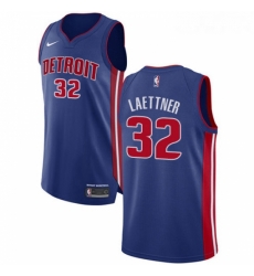 Womens Nike Detroit Pistons 32 Christian Laettner Authentic Royal Blue Road NBA Jersey Icon Edition